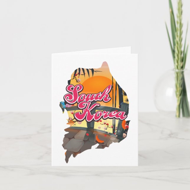 Tarjeta Festiva Mapa de Corea del Sur (Anverso)