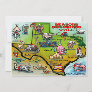 Tarjeta Festiva Mapa de Navidades de TEXAS