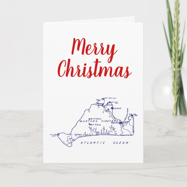 Tarjeta Festiva Mapa de viñedos de los navidades Martha #1 Azul de (Anverso)