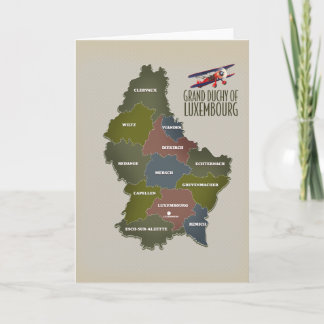Tarjeta Festiva Mapa del Gran Ducado de Luxemburgo