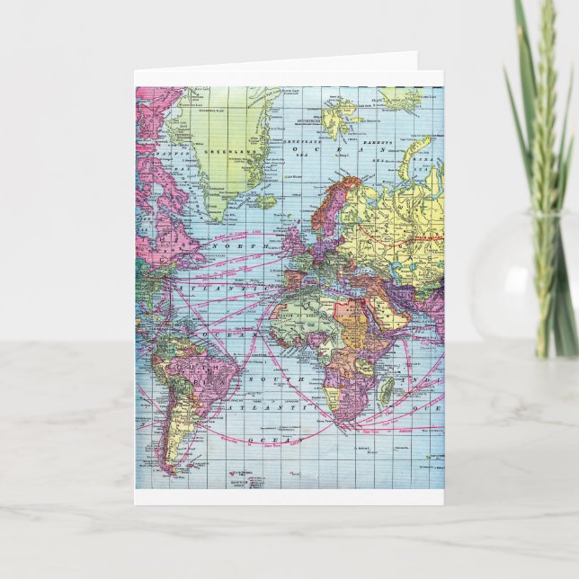 Tarjeta Festiva Mapa del mundo de la cosecha (Anverso)