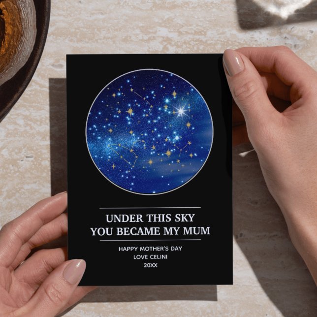 Tarjeta Festiva Mapa estelar del Día de la Madre Personalizado: La (Personalized Mother's Day Star Map: The Night You Became My Mum)