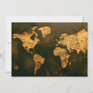 Tarjeta Festiva Mapa Mundial Antiguo Arte de Cartografía Antigua