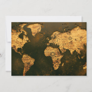 Tarjeta Festiva Mapa Mundial Vintage Arte de Cartografía Antigua