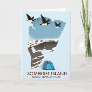 Tarjeta Festiva Mapa vintage de la Isla Somerset, Canadá