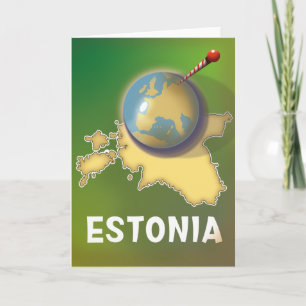 Tarjeta Festiva mapa vintage de viaje de Estonia