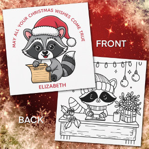 Tarjeta Festiva Mapache Navideño Adorable para Niños   Colorea la 