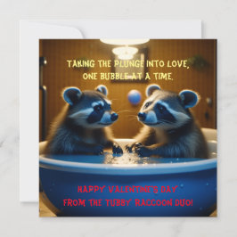 Tarjeta Festiva Mapaches Adorables en la Bañera Día de San Valentí