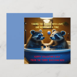 Tarjeta Festiva Mapaches Adorables en la Bañera Día de San Valentí