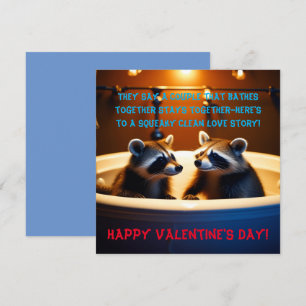 Tarjeta Festiva Mapaches Adorables en la Bañera Día de San Valentí