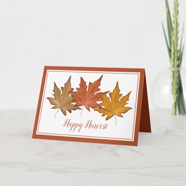 Tarjeta Festiva Maple Leaf Rojo Otoño Elegante Cosecha Rústica (Anverso)