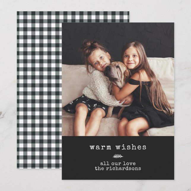 Tarjeta Festiva Máquina de escribir moderna | Foto de vacaciones e (Anverso / Reverso)