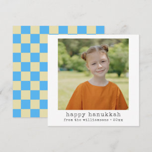 Tarjeta Festiva Máquina de Escribir Retro Azul Cuadro de Hanukkah