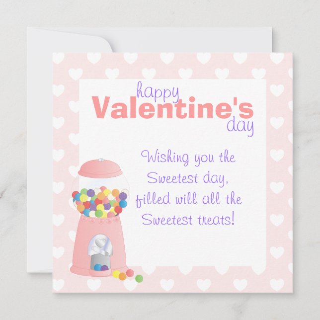 Tarjeta Festiva Máquina Gumball rosa (Anverso)