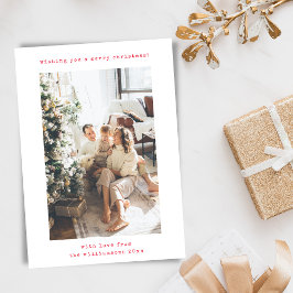 Tarjeta Festiva Máquina retro simple 2 Navidades fotográficos vert