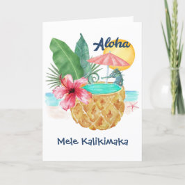 Tarjeta Festiva Mar ahorse Pineapple Tropical Beach Mele Kalikimak