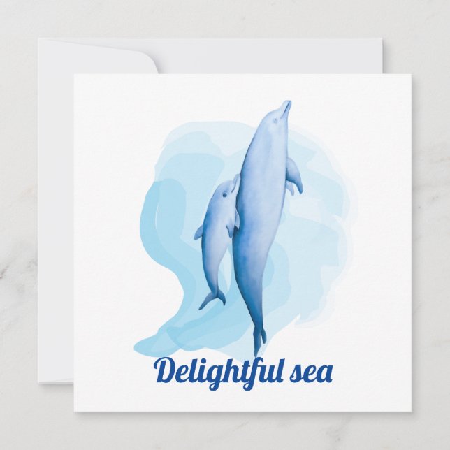 Tarjeta Festiva Mar asombroso con delfines (Anverso)