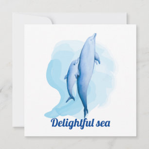 Tarjeta Festiva Mar asombroso con delfines
