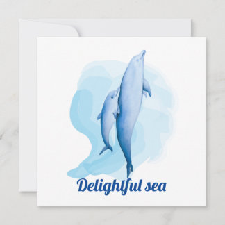 Tarjeta Festiva Mar asombroso con delfines