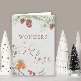 Tarjeta Festiva Maravillas de sus Navidades de amor Robin y Pine C