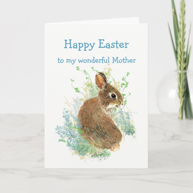 Tarjeta Festiva Maravillosa madre Personalizado Pascua conejo cone (Anverso)