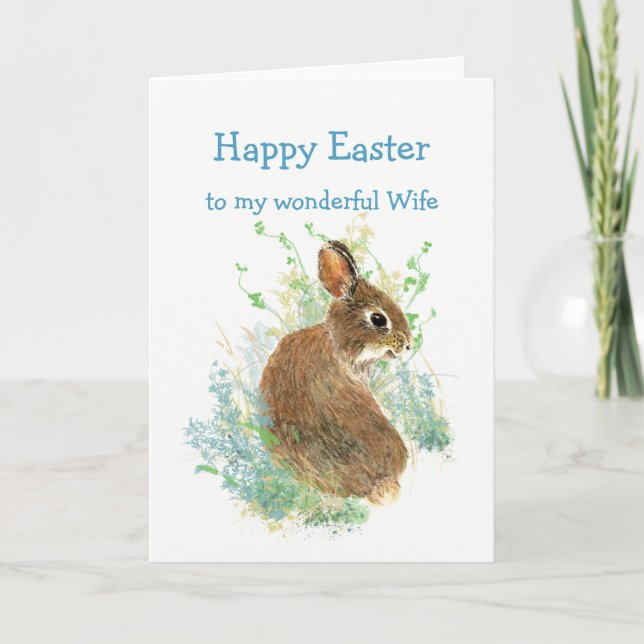 Tarjeta Festiva Maravilloso Amigo Esposa Pascua Conejo Conejo Cone (Anverso)