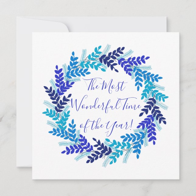 Tarjeta Festiva Maravilloso Año de Tiempo Elegantes Navidades Azul (Anverso)