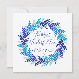 Tarjeta Festiva Maravilloso Año de Tiempo Elegantes Navidades Azul