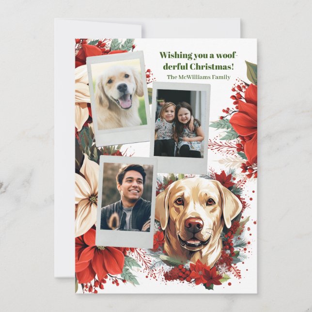 Tarjeta Festiva Maravilloso Labrador Recupera Navidades Familiares (Anverso)