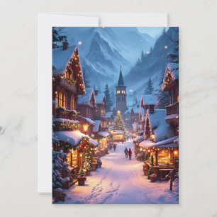 Tarjeta Festiva Maravilloso mercado de Navidades en un pueblo de m