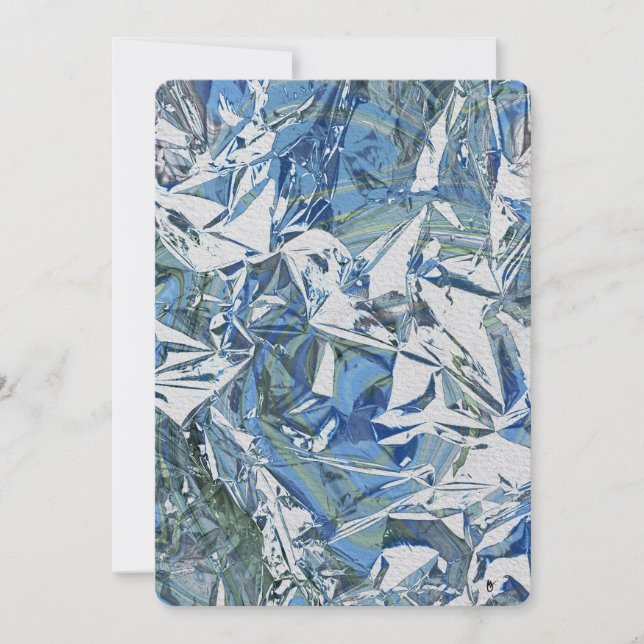 Tarjeta Festiva Marbleized Blue Hydrangea and Muscari Metallic  (Anverso)