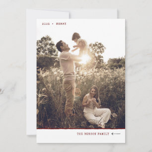 Tarjeta Festiva Marca mínima moderna MERRY vertical rojo