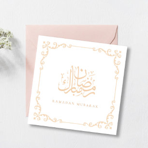 Tarjeta Festiva Marco Antiguo Dorado de Ramadan Mubarak