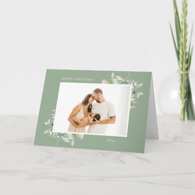 Tarjeta Festiva Marco botánico de invierno ártico 4 Sage de fotos (Anverso)