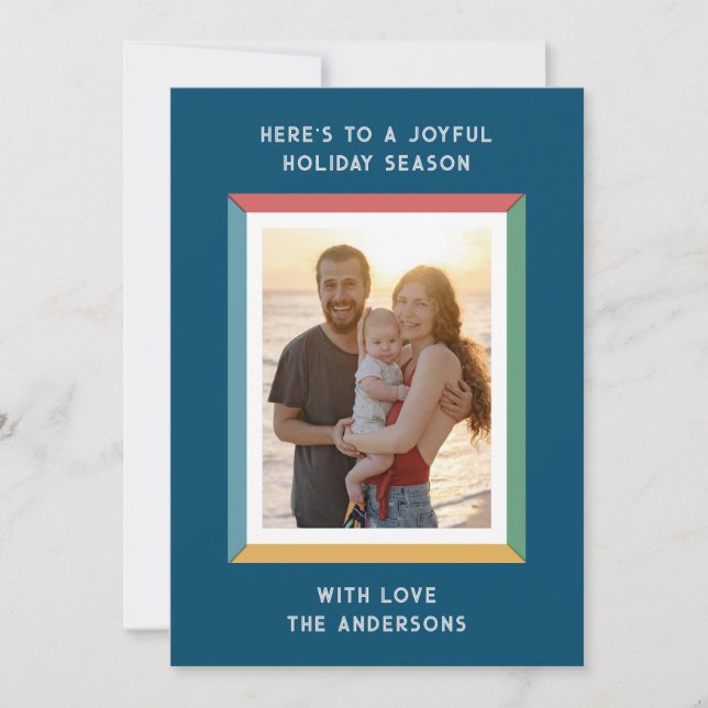 Tarjeta Festiva Marco Colorido Con Grandes Saludos (Anverso)