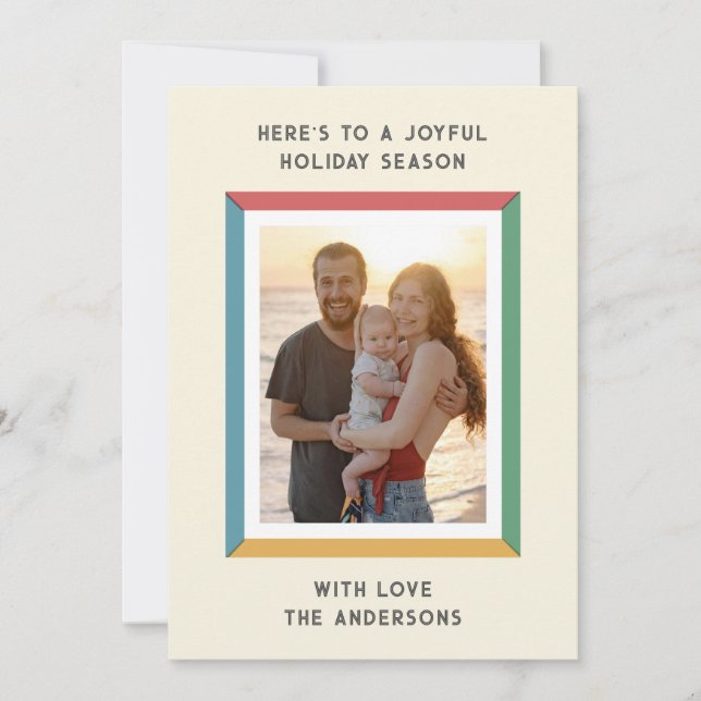 Tarjeta Festiva Marco Colorido Con Grandes Saludos (Anverso)