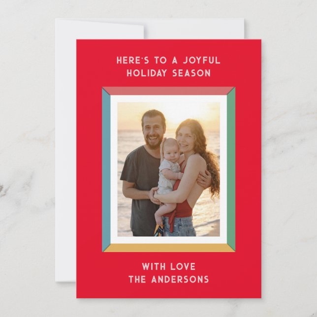 Tarjeta Festiva Marco Colorido Con Grandes Saludos (Anverso)