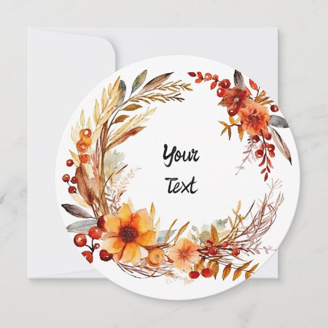 Tarjeta Festiva Marco de Acción de Gracias de acuarela (Anverso)