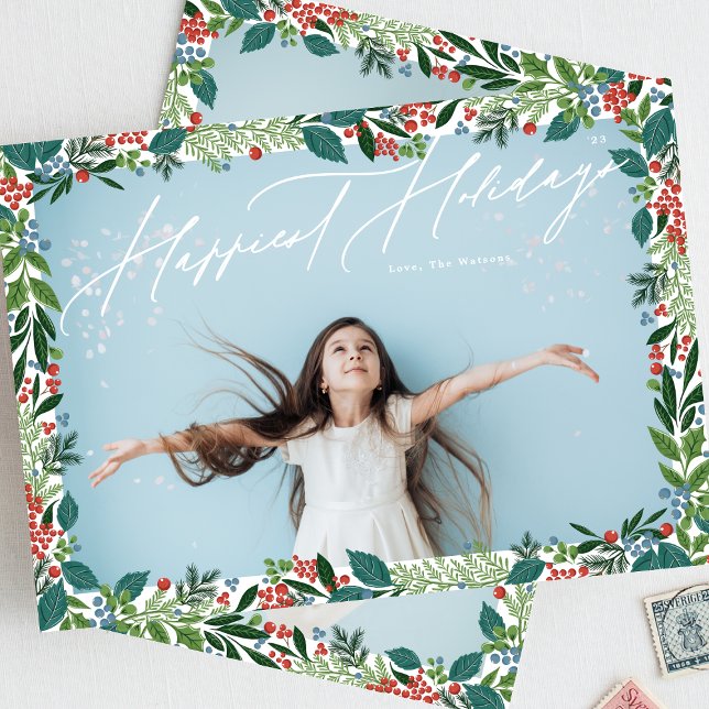 Tarjeta Festiva Marco de baya botánica foto clásica múltiple HAPPI (Subido por el creador)