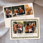 Tarjeta Festiva Marco de bonito Horizontal 5 Navidades de fotos<br><div class="desc">Envíe elegantes y hermosos saludos de vacaciones a su familia y amigos con esta elegante tarjeta de foto de Navidad. Tiene un marco cítrico pintado a mano que contiene naranjas, hojas y brotes de pino. La parte posterior contiene otras tres plantillas de fotos y de texto para una mayor personalización....</div>