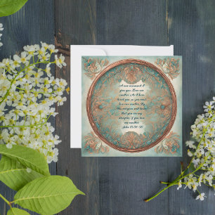 Tarjeta Festiva Marco de cobre con turquesa redondo Lacey