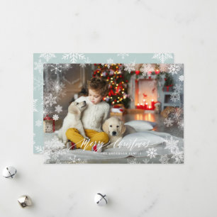 Tarjeta Festiva Marco de copos de nieve superpuesto Foto de Feliz