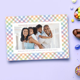 Tarjeta Festiva Marco de cuadros de arcoíris colorido Feliz Pascua