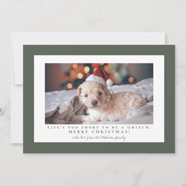 Tarjeta Festiva Marco de ébano simple para foto  (Anverso)