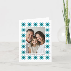 Tarjeta Festiva Marco de Estrella Nórdica Azul Acuático