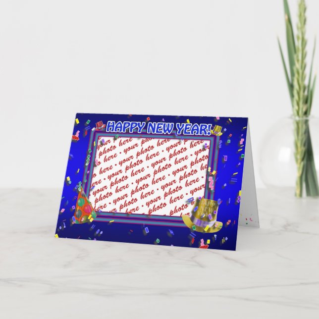 Tarjeta Festiva Marco de foto de Año Nuevo (Anverso)