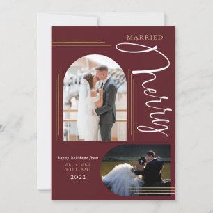 Tarjeta Festiva Marco de foto de arco de boda y alegría 