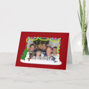Tarjeta Festiva Marco de Foto de Familia de Muñeco de Nieve Navide