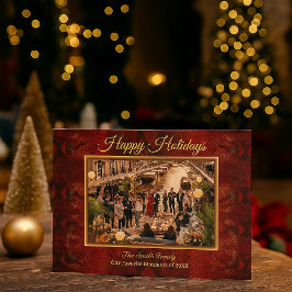 Tarjeta Festiva Marco de Foto de Impresión de Pitón Rojo de Lujo