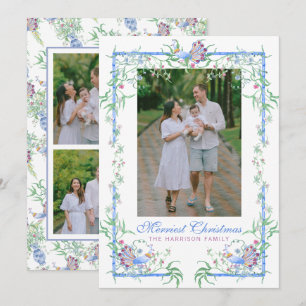 Tarjeta Festiva Marco de foto de jardín de pavo real Chinoiserie a